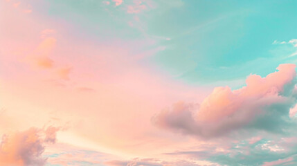 Background formed by a bright pastel authentic sky during sunset. Generative Ai - obrazy, fototapety, plakaty