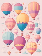 Naklejka premium balloon collection wallpaper, pastel balloon collection