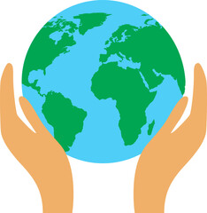 hand holding earth globe, vector illustration, environment concept