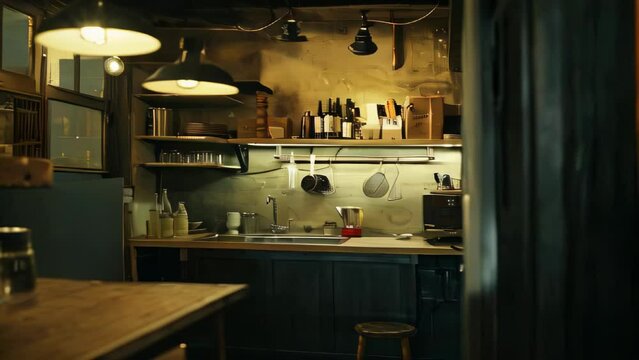 Vintage bar interior with barista tools and equipment.
