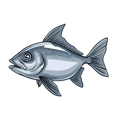 The fish icon with the inscription. A gray blue fish