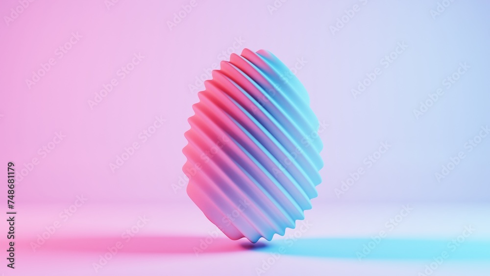 Poster 3d minimalist easter egg design with a retro wave aesthetic, blending classic holiday elements with 