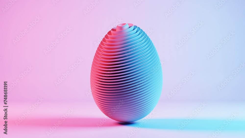 Poster 3d minimalist easter egg design with a retro wave aesthetic, blending classic holiday elements with 