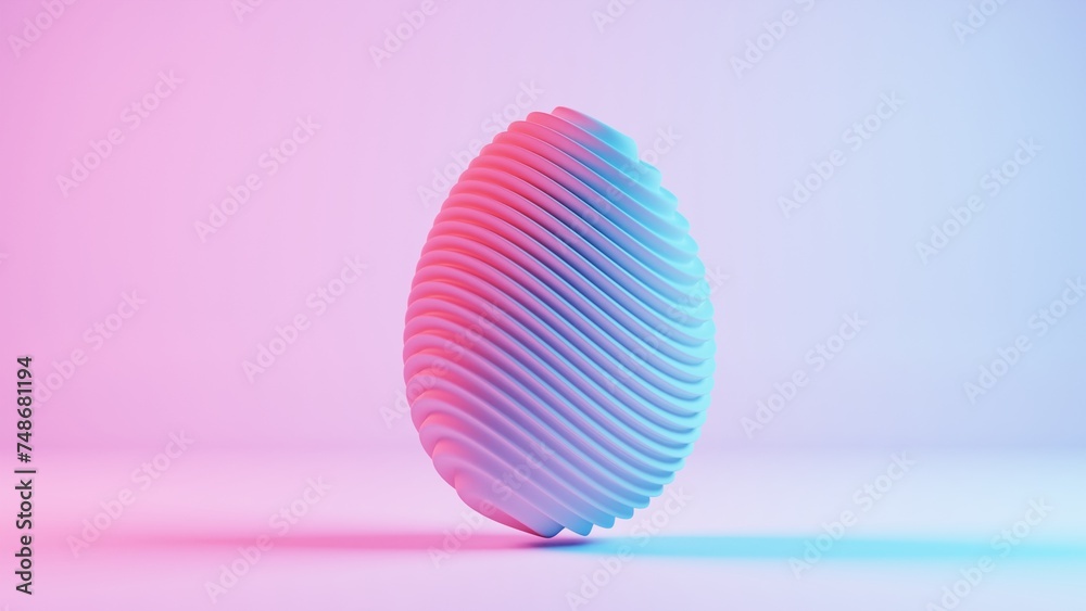 Poster 3d minimalist easter egg design with a retro wave aesthetic, blending classic holiday elements with 