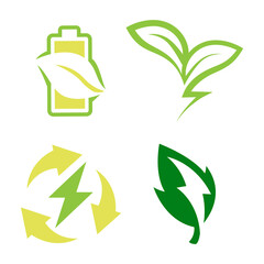 Green ecology icon, logo set. Save green or save energy logo vector collection.