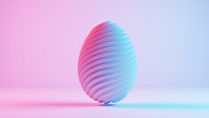 3D minimalist Easter egg design with a retro wave aesthetic, blending classic holiday elements with a modern twist