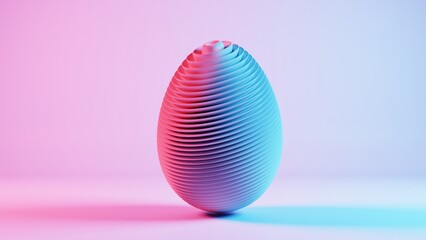 3D minimalist Easter egg design with a retro wave aesthetic, blending classic holiday elements with a modern twist