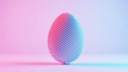 3D minimalist Easter egg design with a retro wave aesthetic, blending classic holiday elements with a modern twist