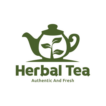 Teapot green tea leaf logo icon design template flat vector. Vector Tea logo isolated on a white background