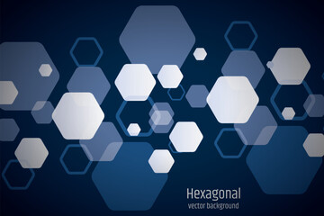 Hexagonal dark blue navy background texture placeholder, radial center space, 3d illustration, 3d rendering backdrop