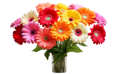 Bold and Cheerful Gerbera Daisies on white background