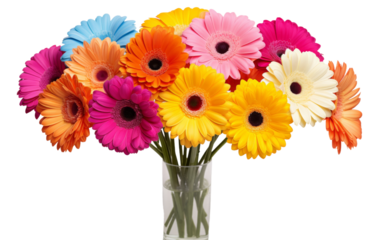 Colorful Gerbera Daisies on white background