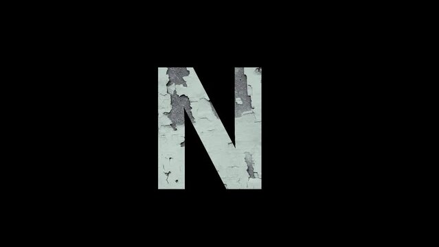 Letter N from fire and ash with alpha channel, alphabet