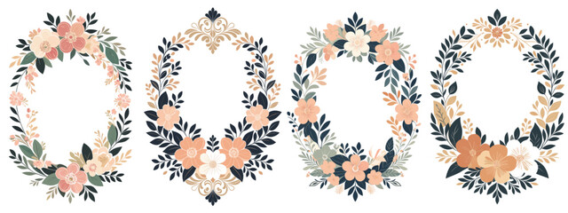 Blossoming Beauties: Flower Frames Vector Set