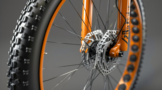 Front mountain bike wheel close-up.