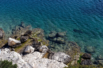 Background. Texture of the water surface and cliffs