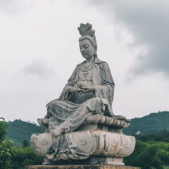 Fototapeta premium Buddha Statue in a Park. Fictional Character Created By Generated By Generated AI.
