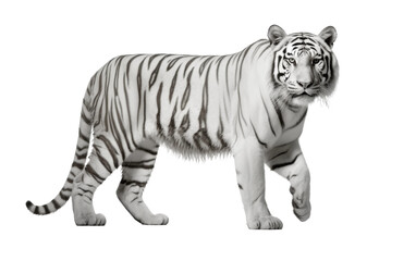 The Powerful and Majestic White Bengal Tiger on white background