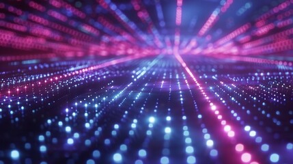 mesmerizing 1980s style digital cyber landscape with double infinite grid and lights forward, ideal for nostalgic retro sci-fi enthusiasts - obrazy, fototapety, plakaty