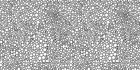 Zentangle seamless pattern. Vector texture. Circles, bubbles, balloons.  Hand drawn. Abstract pattern for coloring book. Black and white  background.