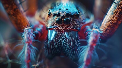 stunning macro shot of a garden spider weaving its intricate web, showcasing the artistry of arachnids in action - Powered by Adobe
