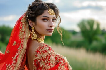 Beautiful Indian woman wearing traditional bridal attire. Fictional Character Created By Generated By Generated AI.