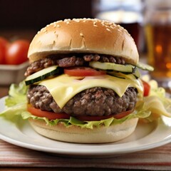 hamburger on a plate