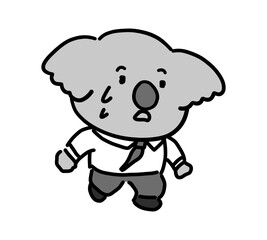 急いで走っているコアラのビジネスマンのキャラクター