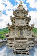 Naklejka premium Bas-relief patterns of weather towers. Thong Lam Lo Son Pagoda. Vietnam, a suburb of Nha Trang. The country's largest statue of Buddha Amitabha.