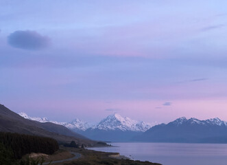 Mt Cook and Lake Pukaki, early morning, New Zealand