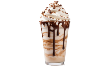 Whipped Cream Mocha Delight on white background