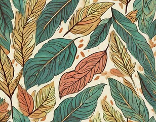 Bright collection of different autumn leaves with detailed veins, made in artistic style. Autumn background