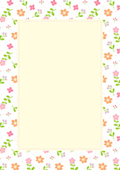Cute flower branches pattern design frame template background.