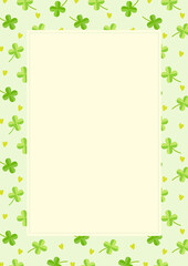 Four leaf clovers pattern design frame template background.