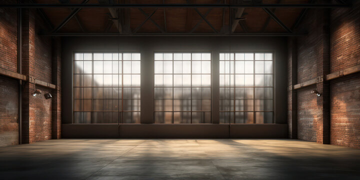Empty Urban Warehouse: Inside the Modern Concrete Hall