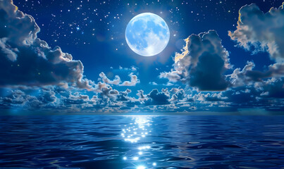 Naklejka na ściany i meble dreamy with moon and clouds sky-generative ai