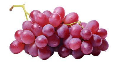 Juicy Red Grapes in Close-up Shot on white background