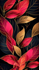 Seamless pattern with flowers, leaves, and abstract colors for a vintage wallpaper or nature-inspired design. 