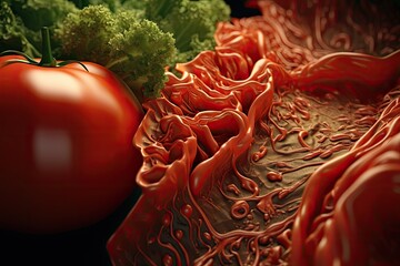 slice of a tomato and lettuce wrap - obrazy, fototapety, plakaty