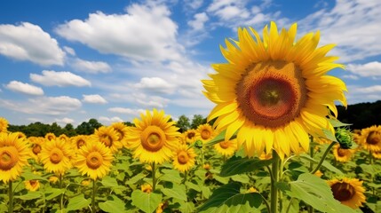A sunflower field in summer.