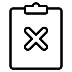 Obraz premium Cancel clipboard and delete task list line icon. Cancellation and rejection survey