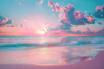 Photo sur Plexiglas Rose clair Sunset on the beach