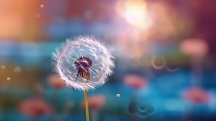 Dandelion in a bright and colorful background.