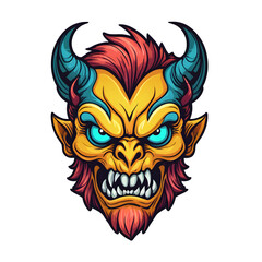 demon beast cartoon vector illustration. colorful concept