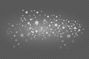 
Glowing light effect with many shiny light particles. White reflections of dust. On a transparent background.