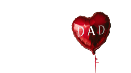Heart shaped balloon with the word DAD. Photo without background for Father's Day