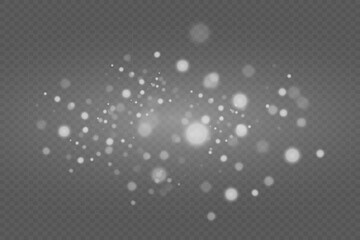 
Glowing light effect with many shiny light particles. White reflections of dust. On a transparent background.