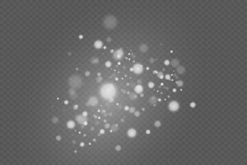 
Glowing light effect with many shiny light particles. White reflections of dust. On a transparent background.