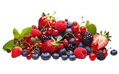 Mix of Summer Berries Composition with Strawberries and Blueberries on white background