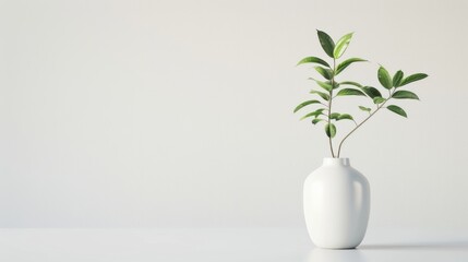 white vase with a green plant